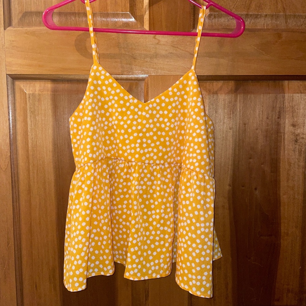 Yellow and White Floral spaghetti strap tank top NWOT
